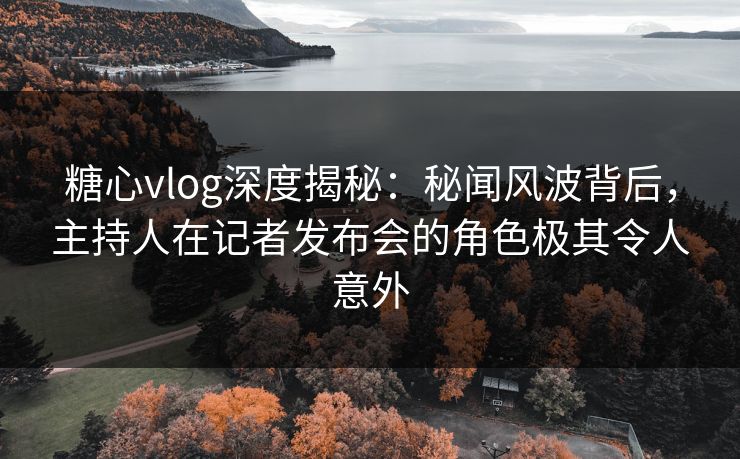 糖心vlog深度揭秘:秘闻风波背后,主持人在记者发布会的角色极其令人意外 糖心vlog深度揭秘:秘闻风波背后,主持人在记者发布会的角色极其令人意外