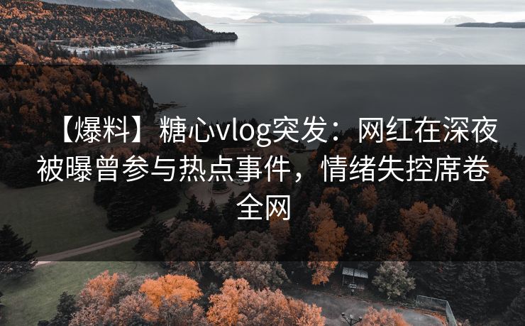 【爆料】糖心vlog突发:网红在深夜被曝曾参与热点事件,情绪失控席卷全网 【爆料】糖心vlog突发:网红在深夜被曝曾参与热点事件,情绪失控席卷全网