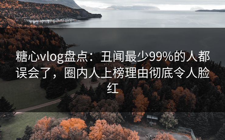 糖心vlog盘点：丑闻最少99%的人都误会了，圈内人上榜理由彻底令人脸红