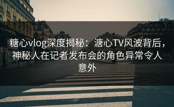 糖心vlog深度揭秘：溏心TV风波背后，神秘人在记者发布会的角色异常令人意外