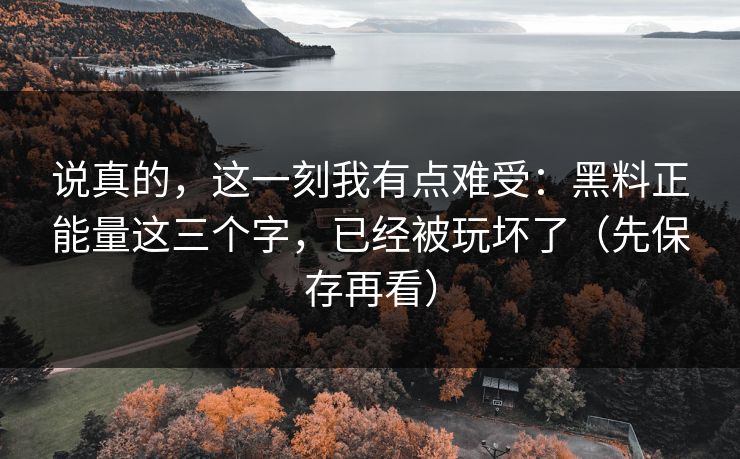 说真的，这一刻我有点难受：黑料正能量这三个字，已经被玩坏了（先保存再看）